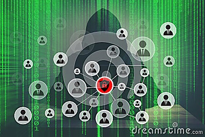 Young hacker working solving online password codes conce Stock Photo