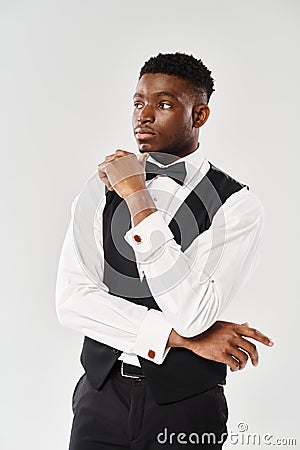 A young, handsome African American groom Stock Photo