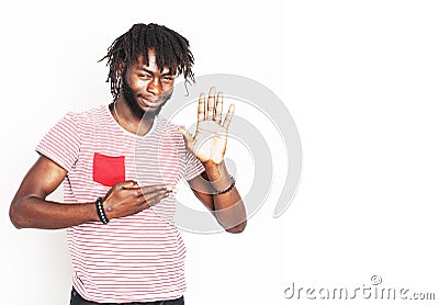 young handsome afro american boy stylish hipster gesturing emoti Stock Photo