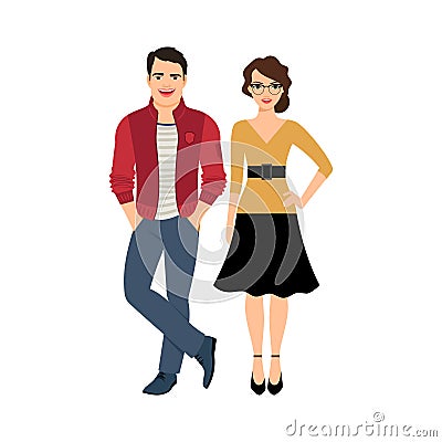 Young handsome couple Vector Illustration