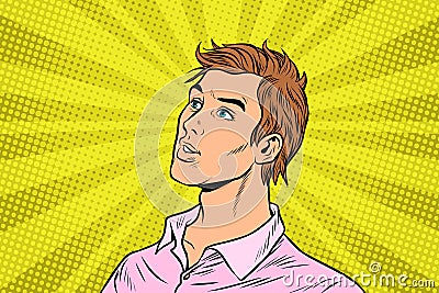 Young handsome man in pink shirt Vector Illustration