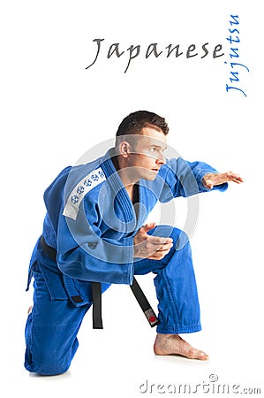 Young handsome man practicing jiu-jitsu Stock Photo