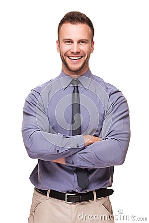 Young handsome man smiling isolated on white Stock Photo