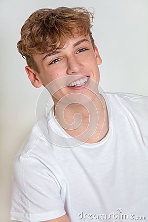 Young happy boy male teen teenager young adult smiling Stock Photo