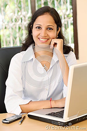 Young happy business woman Stock Photo