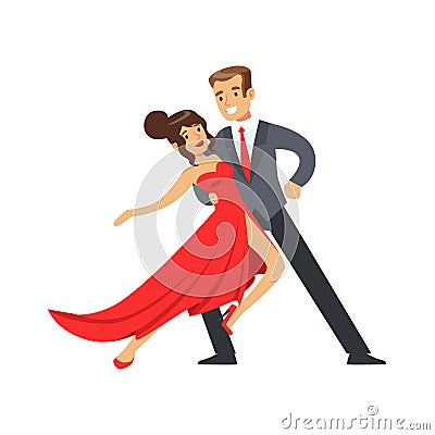 Young happy couple dancing colorful character vector Illustration Vector Illustration