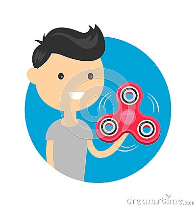 Young happy cute smiling boy man play Vector Illustration