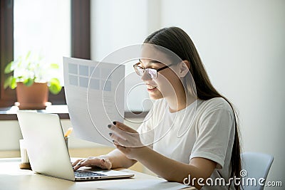 Young woman working online. Stock Photo