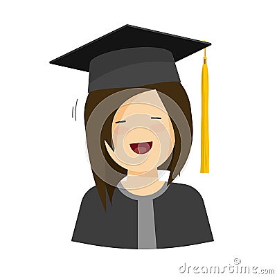 Young happy student girl vector illustration on white background Vector Illustration