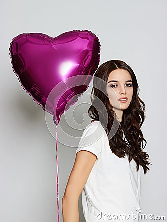 Young happy woman. Valentine`s Day Stock Photo