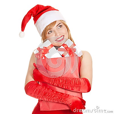 Young happy xmas woman with a gifts Stock Photo