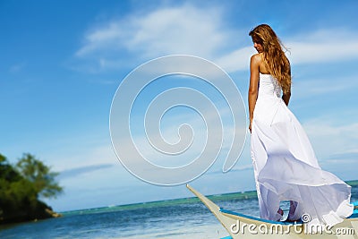 Young hapy smiling bride on the wedding day Stock Photo