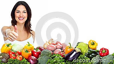 Young healthy woman with fruits. Stock Photo