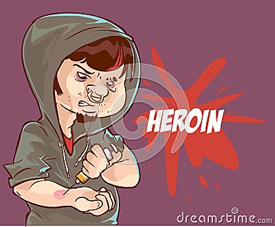 Young heroin user Vector Illustration