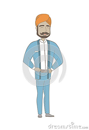 Young hindu businessman laughing. Vector Illustration
