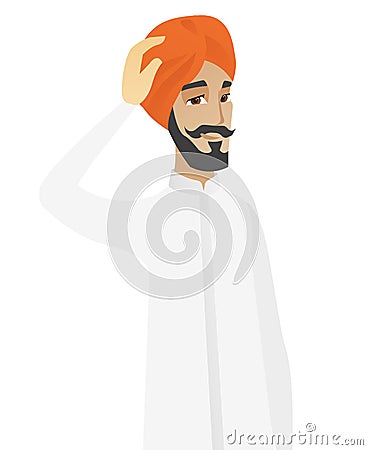 Young hindu businessman scratching his head. Vector Illustration