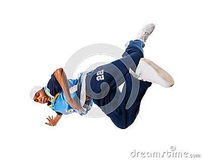 Young hiphop dancer on white Stock Photo