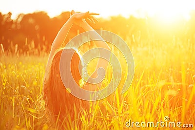 Young hipster model beauty woman, blowing Long Hair. Casual Girl Stock Photo