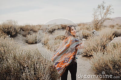 Young hipster traveler girl in gypsy look Stock Photo