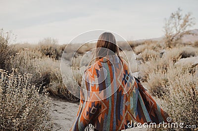 Young hipster traveler girl in gypsy look Stock Photo