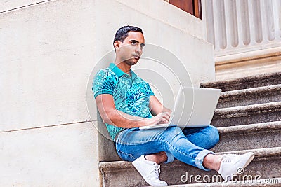 Young Hispanic American college student studying in New York Stock Photo