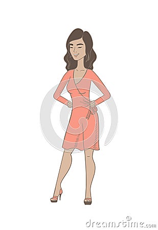 Young hispanic woman laughing. Vector Illustration