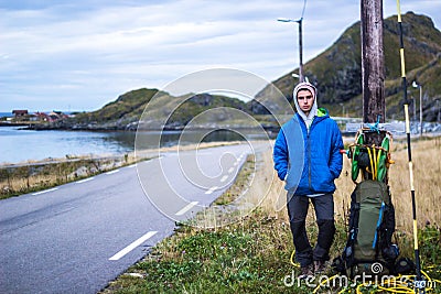 Young hitchhiker Stock Photo