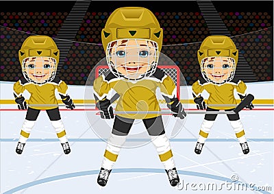 A young hockey team in uniform Vector Illustration