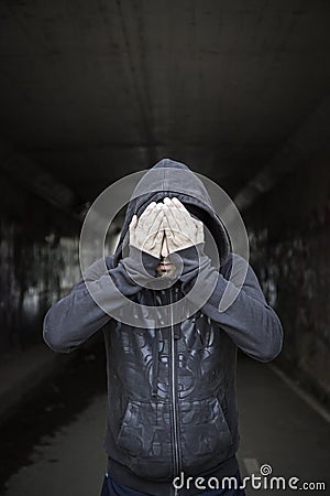 Young hooded only Stock Photo