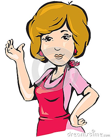 Young housewife in apron Vector Illustration
