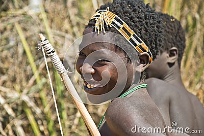 Young hunter from Hadza tribe Editorial Stock Photo