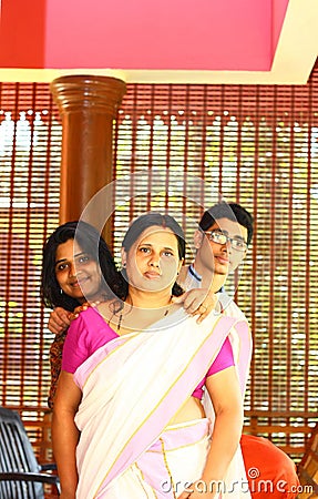 Young Indian Family - Mother, Daughter and Son Stock Photo