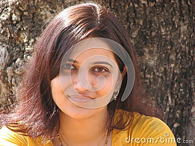 Young Indian woman smiling Stock Photo