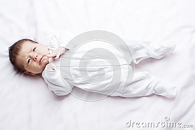 Young Infant in Sleeper Stock Photo