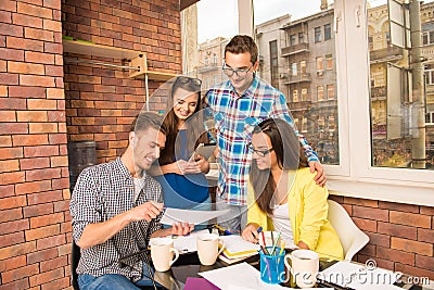 Young initiative team working with a business project Stock Photo