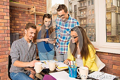 Young initiative team working with a business project Stock Photo