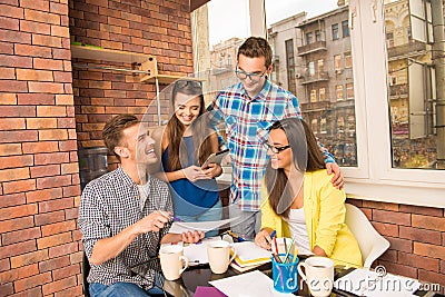 Young initiative team working with a business project Stock Photo