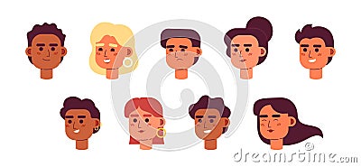 Young investors semi flat vector characters head Vector Illustration