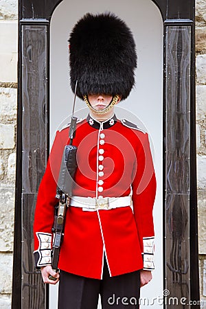 Young Irish Guard at the Tower of London Editorial Stock Photo