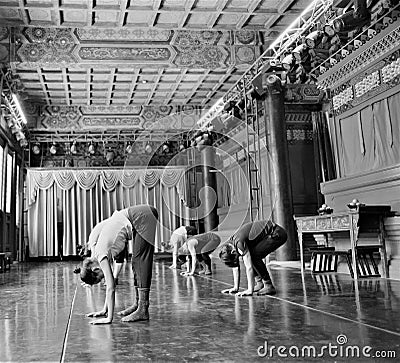 Japanese ballet dancers practice performance in an aciant temple in Japan Editorial Stock Photo