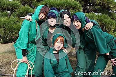 Young japanese female cosplayers, ninja Editorial Stock Photo
