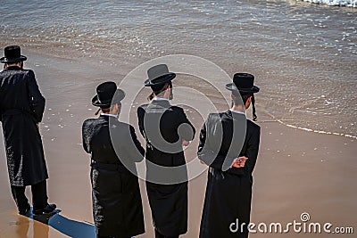 Young Jews on the coast of the Mediterranean Sea Editorial Stock Photo