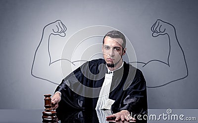 Brawny judge making decision Stock Photo