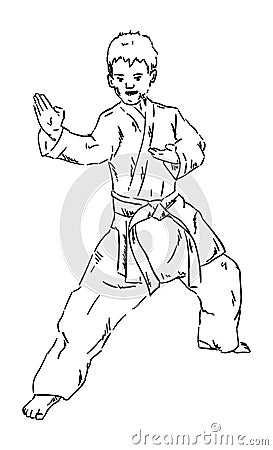 Young karate kid Vector Illustration