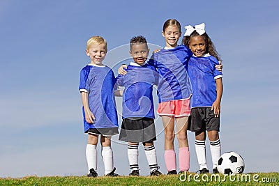 Young Kids on a Soccer Team Stock Photo