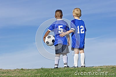 Young Kids on a Soccer Team Stock Photo