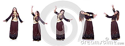 The young lady dancing traditional azeri dance Stock Photo