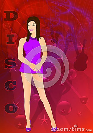 Young lady in disco club, cdr vector Vector Illustration