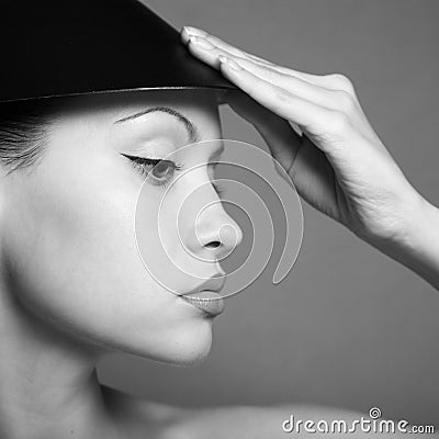 Young lady with hat Stock Photo