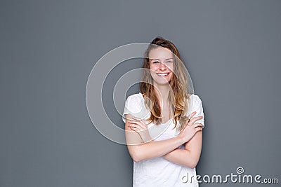 Young lady laughing Stock Photo